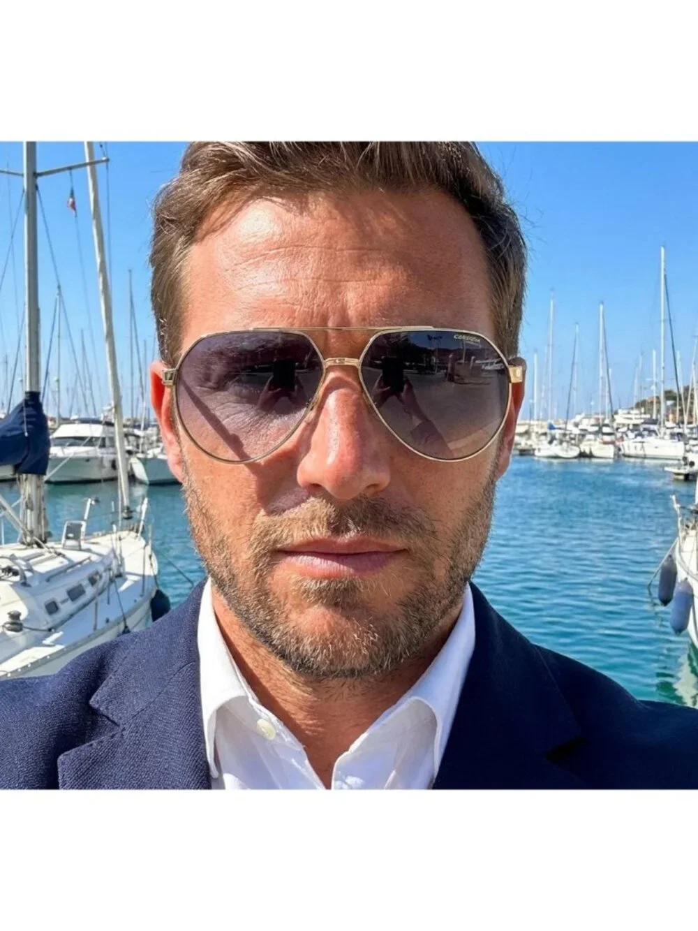 CARRERA 1067/S 0J5G 08 Aviator Sunglasses - Gold / Blue